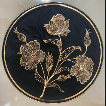 6 pcs Placemats - Golden & Black Flower Branches Design